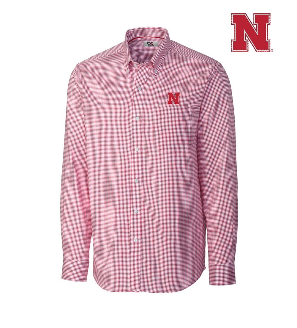 Cutter & Buck University of Nebraska Tattersall Long Sleeve Sport Shirt