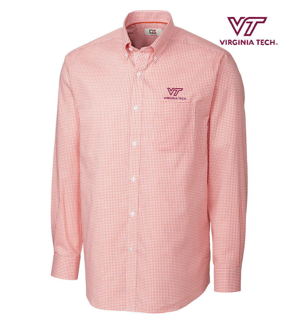 Cutter & Buck Virginia Tech Tattersall Long Sleeve Sport Shirt