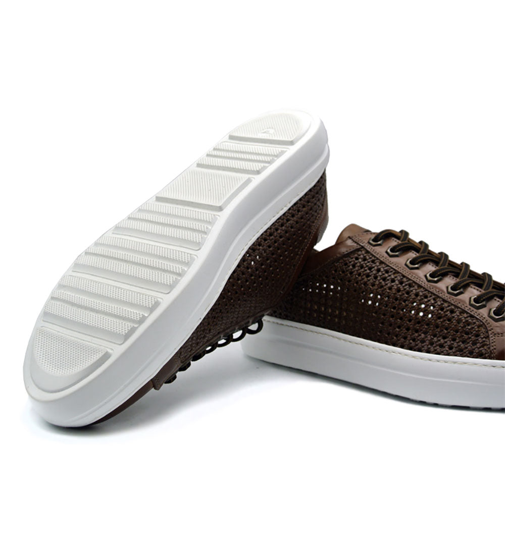 Zelli Vento Perforated Woven Calfskin Sneaker